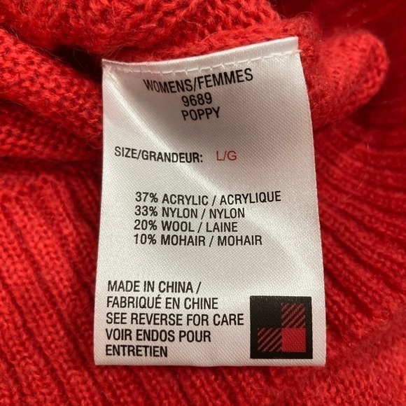 Woolrich | Cable Knit Wool Blend Crew Neck Fall Cherry Red Fisherman Sweater - Picture 6 of 7